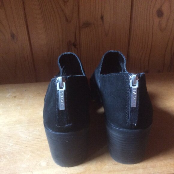 1. State Ilee Dark Blue Laser Cut Suede Leather Back Zip Up Ankle Booties SZ 11 - Picture 3 of 8